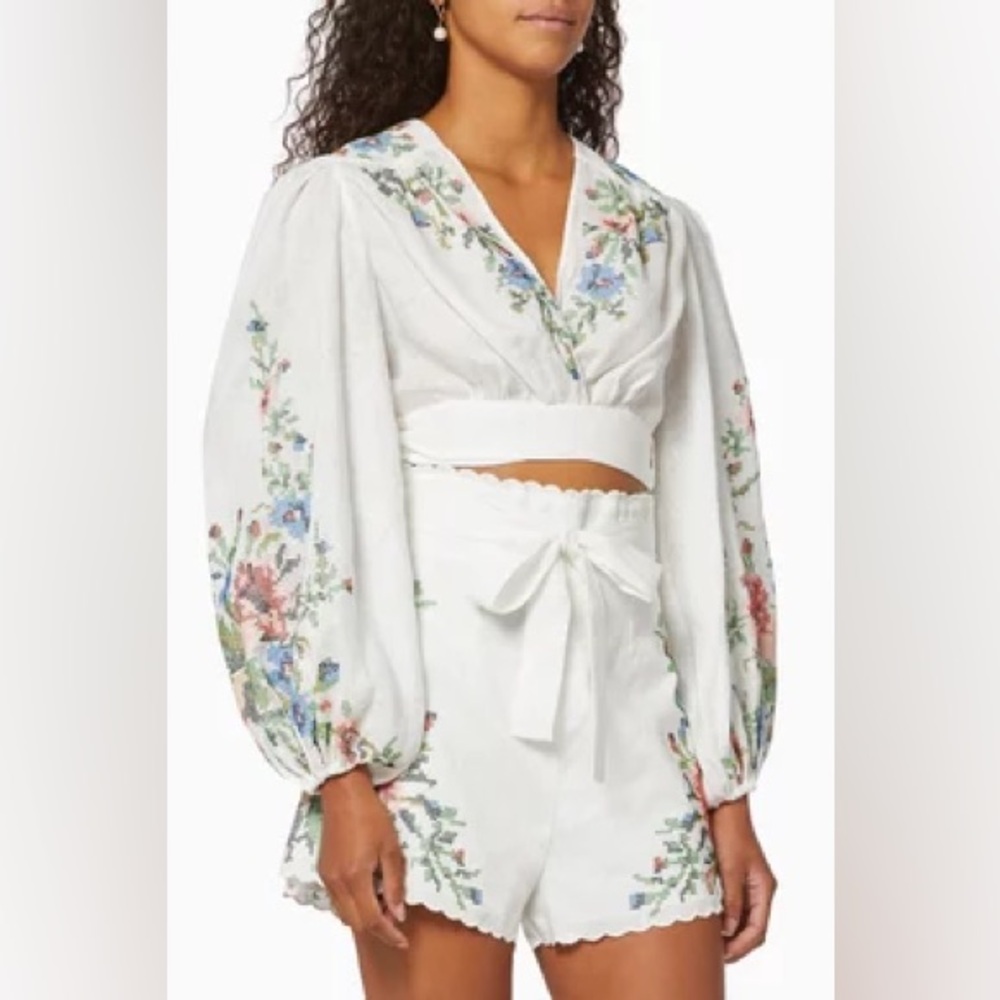 Zimmerman set - Floral Wrap-Around Blouse and Shorts